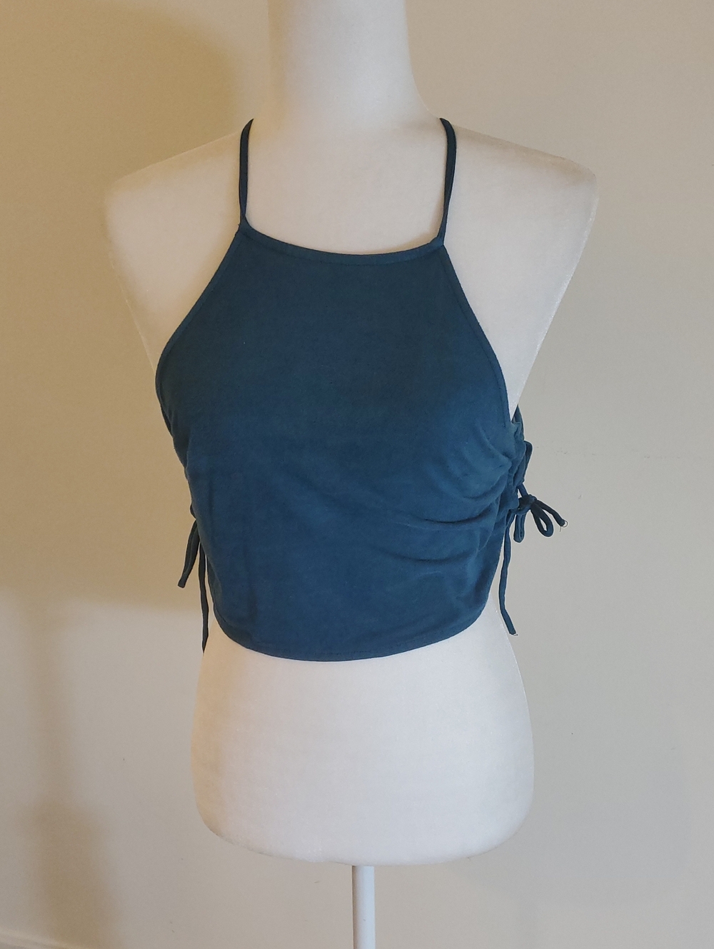 Wasson Teal Side Tie Crop Top with Side Ties